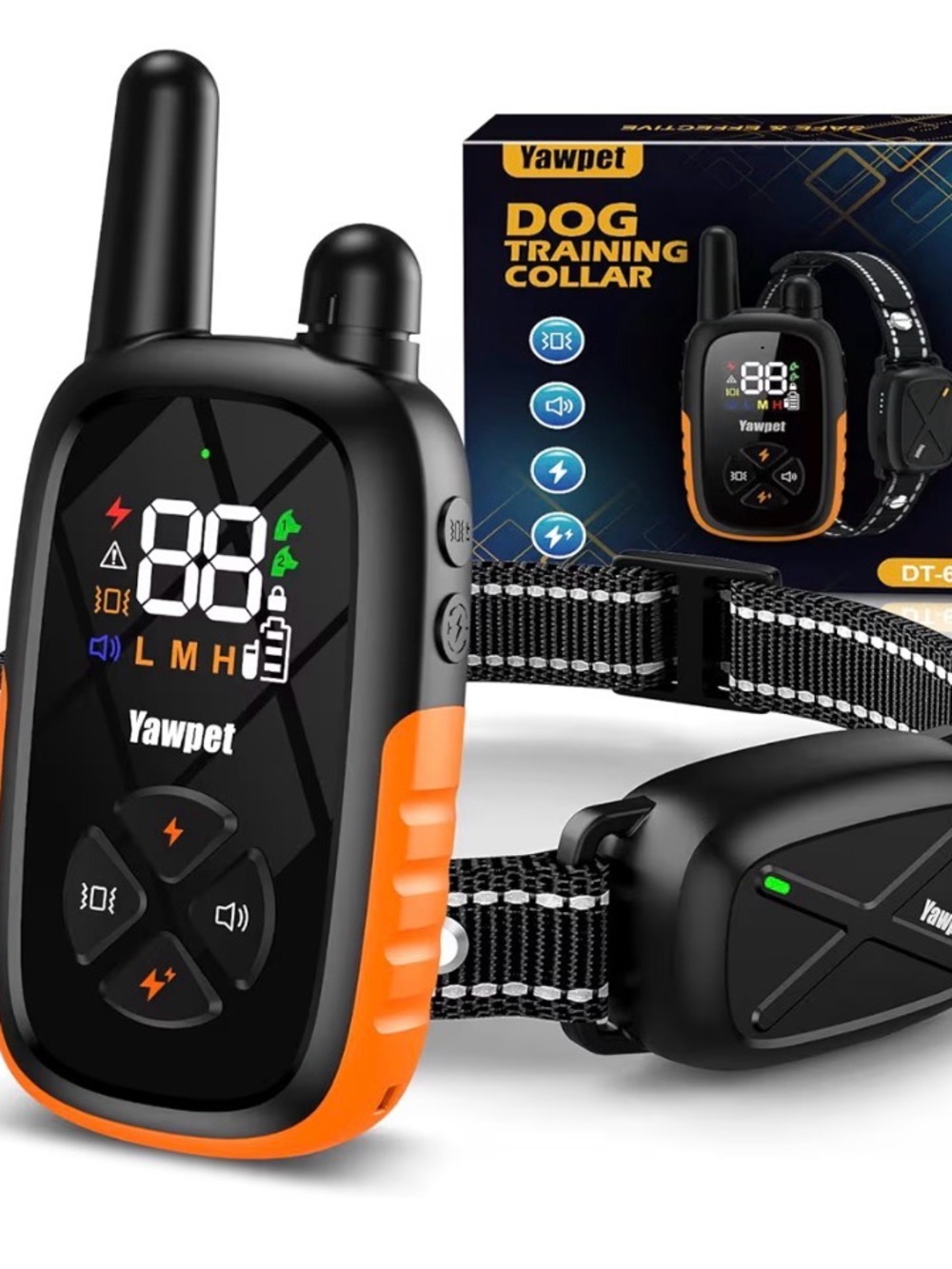DT-63 Orange and Black Dog Training Collar